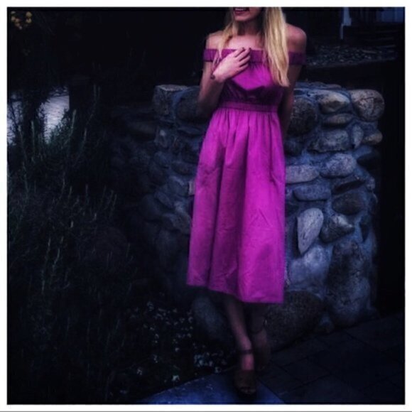 Anthropologie Dresses & Skirts - Anthropologie Fuchsia Off-Shoulder Midi Dress